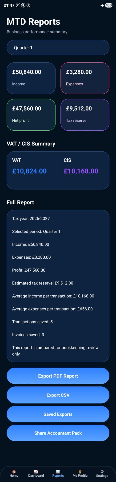 Tax Sole Trader app screenshot